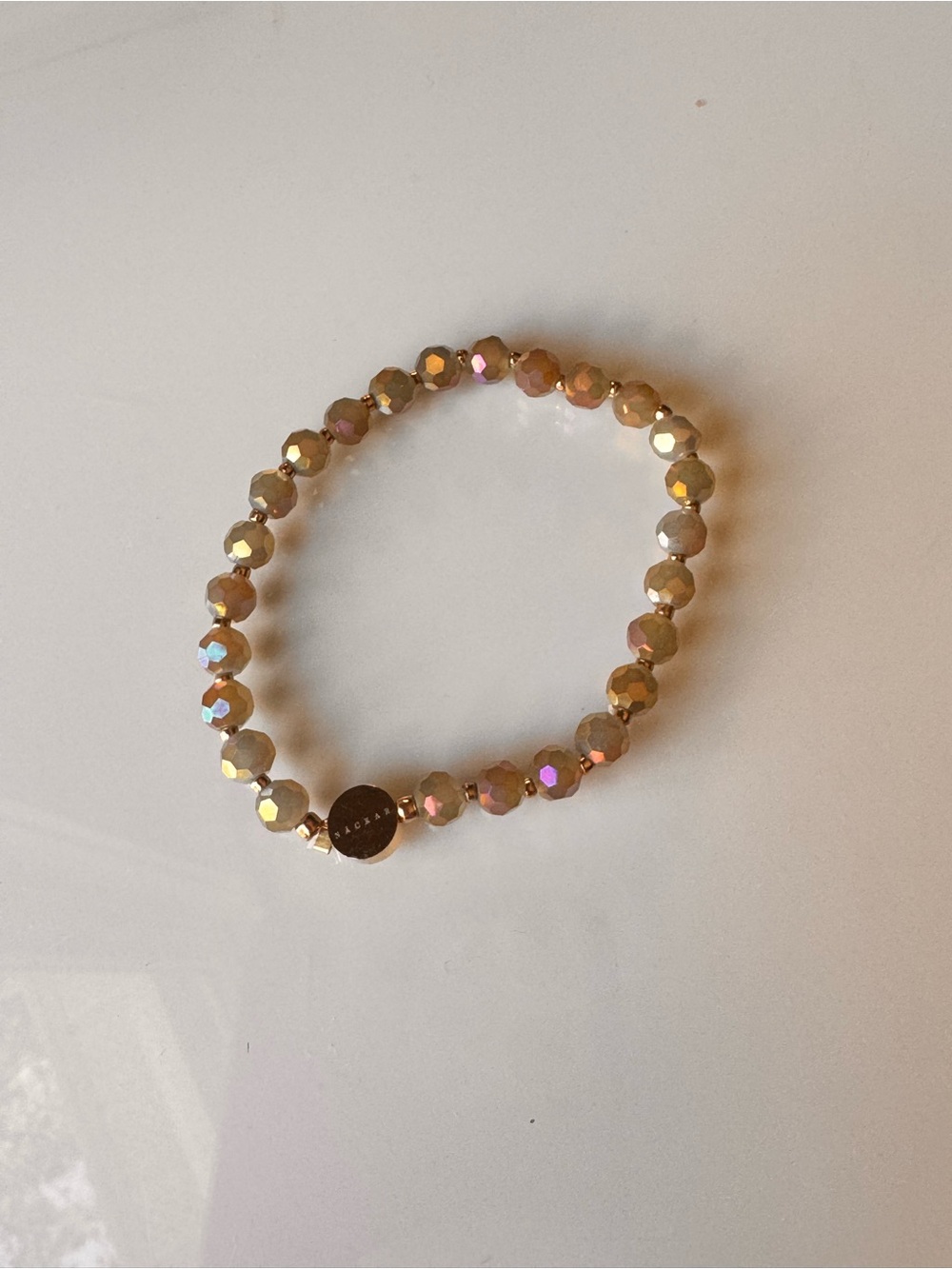 Crystal Faceted Stretch Bracelet - Iridescent Gold